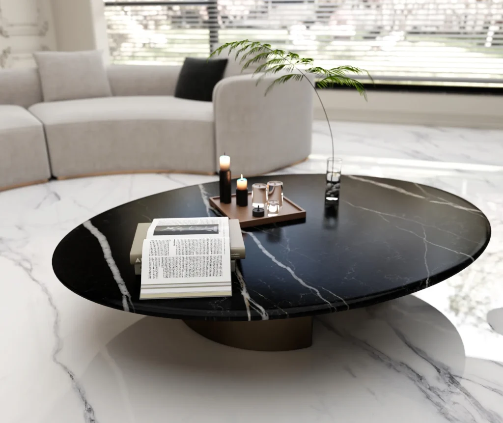 Bề mặt Black Marquina trong không gian minh họa