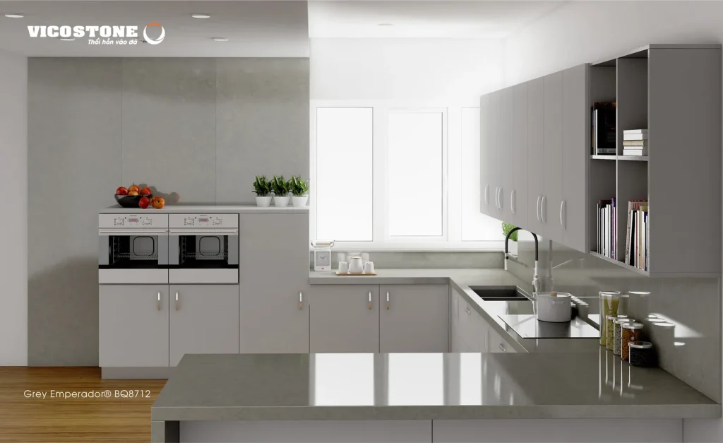 Bề mặt Grey Emperador BQ8712 trong không gian minh họa