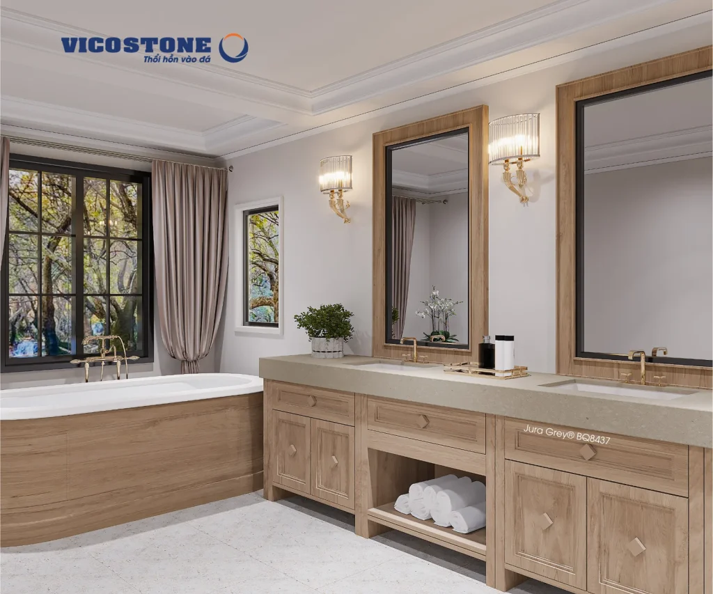 Bề mặt Jura Grey BQ8437 trong không gian minh họa