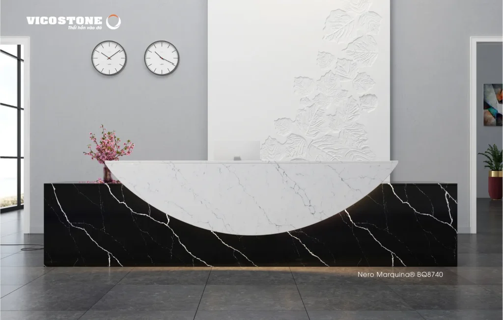 Bề mặt Nero Marquina BQ8740 trong không gian minh họa