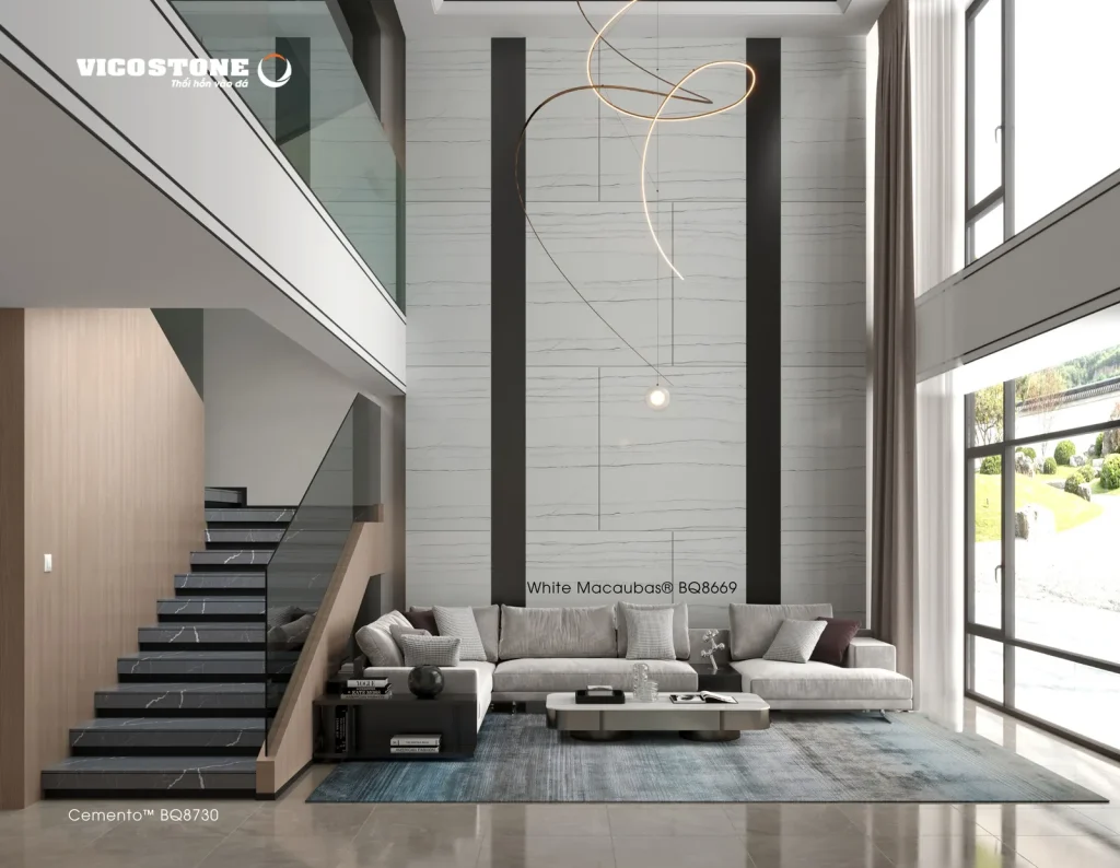 Bề mặt White Macaubas BQ8669 trong không gian minh họa